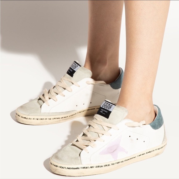Golden Goose Superstar Sneaker in White/ Ice/ Pink/ Petrol size 40 New in Box - Picture 2 of 14